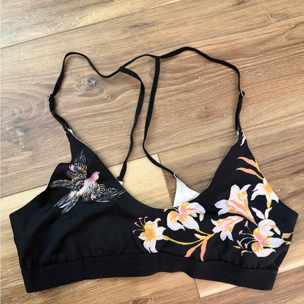 Intimately Free People Floral/Bird Black Bralette